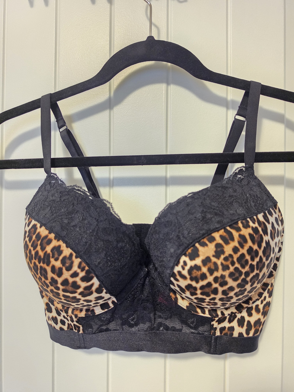 La Senza Leopard Print Lace Longline Bra